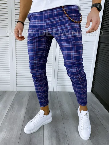 Pantaloni barbati casual regular fit in carouri B1738 B4-4